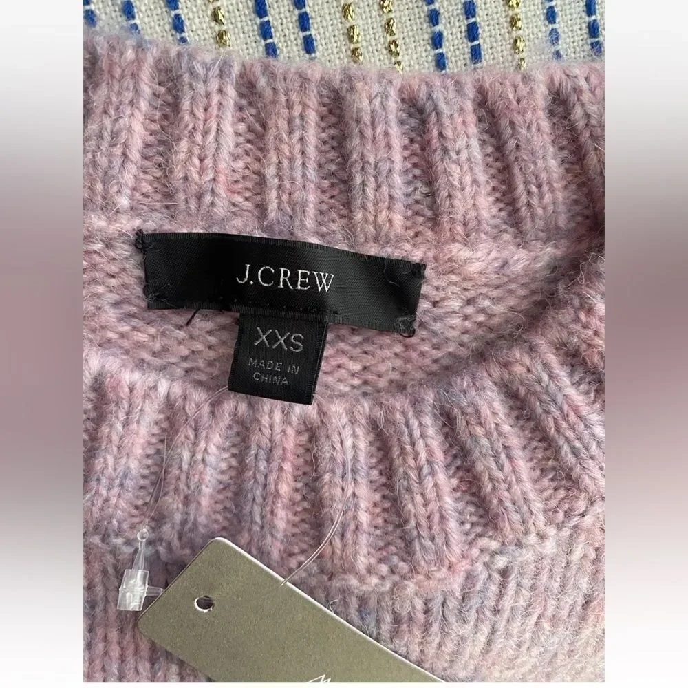 J. CREW Sweater Womens Sz XXS Pink  Cozy Chunky Wool Blend NWT